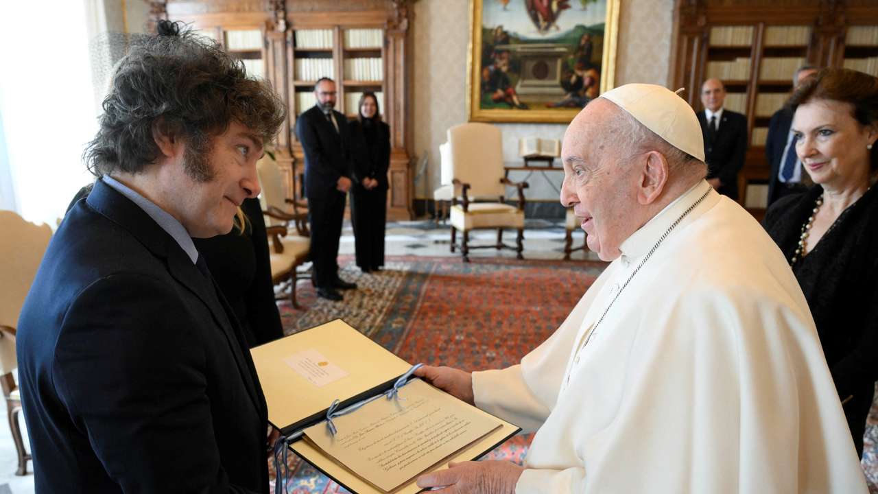 Pope Francis meets Argentine President Milei at the Vatican