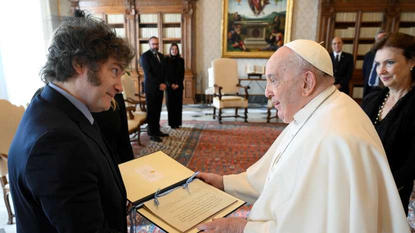 Pope Francis meets Argentine President Milei at the Vatican