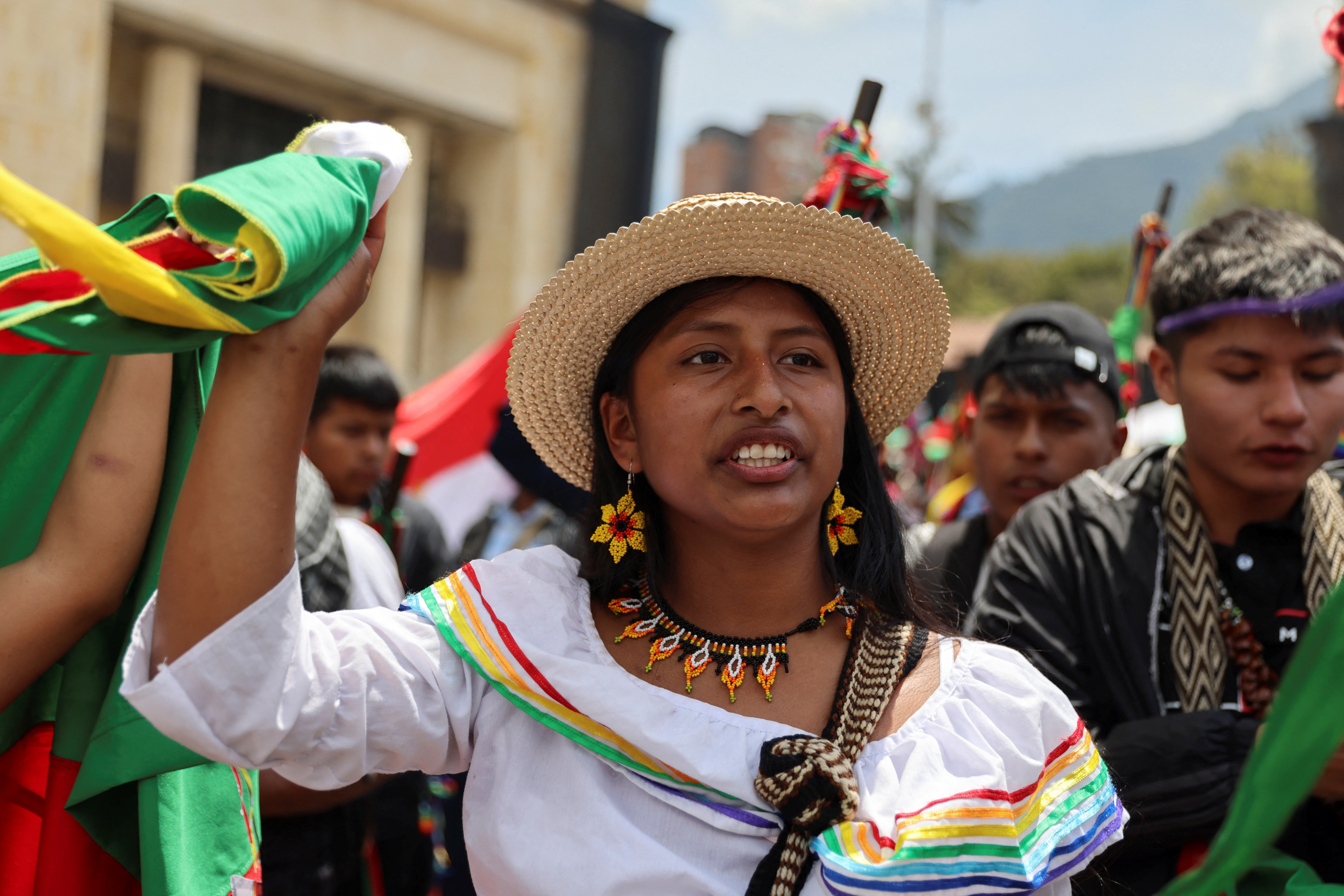 Workers and production groups march in support of President Petro in Bogota