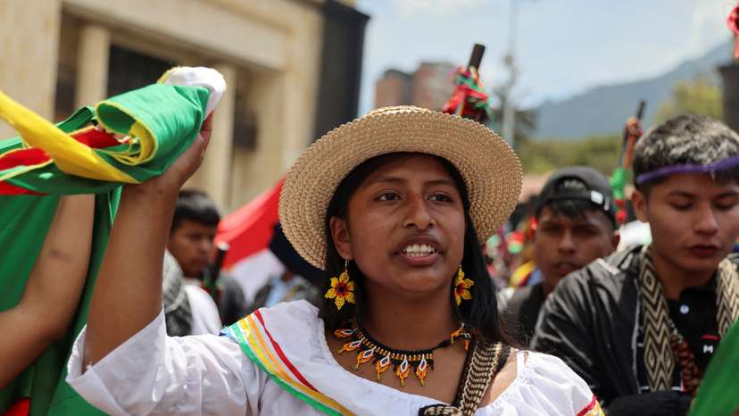 Workers and production groups march in support of President Petro in Bogota