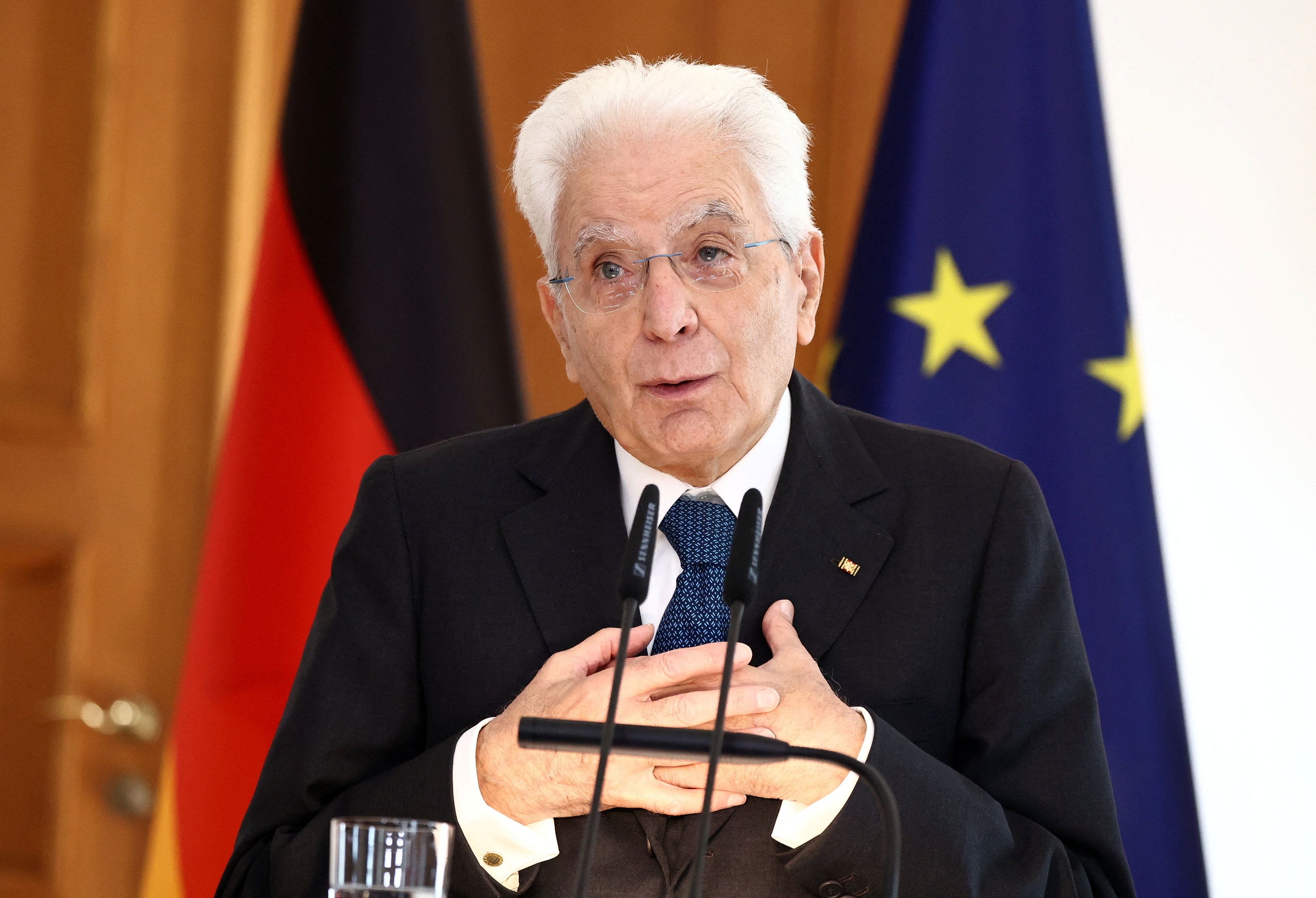 German President Steinmeier and Italian President Mattarella hold press conference in Berlin