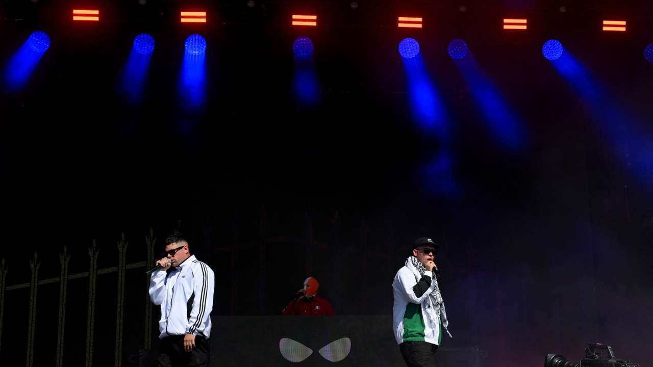Kneecap performs at Glastonbury Festival