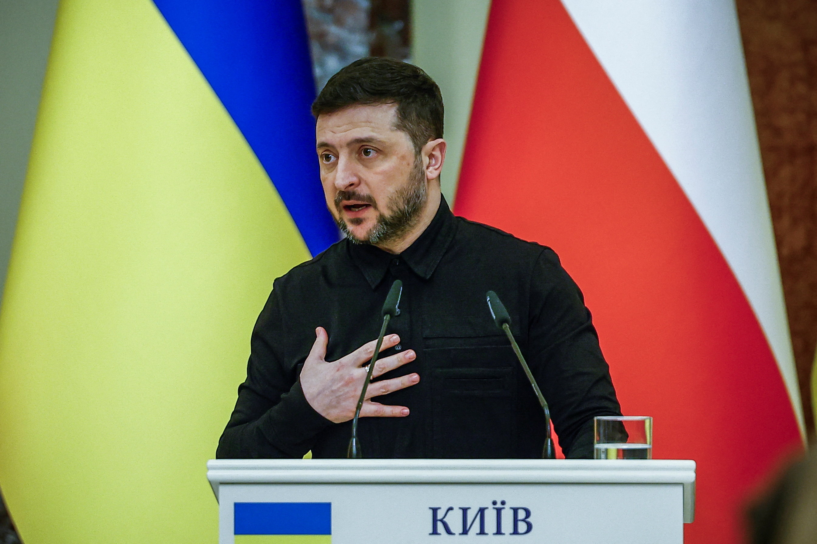 Ukrainian President Zelenskiy and Polish PM Tusk meet in Kyiv