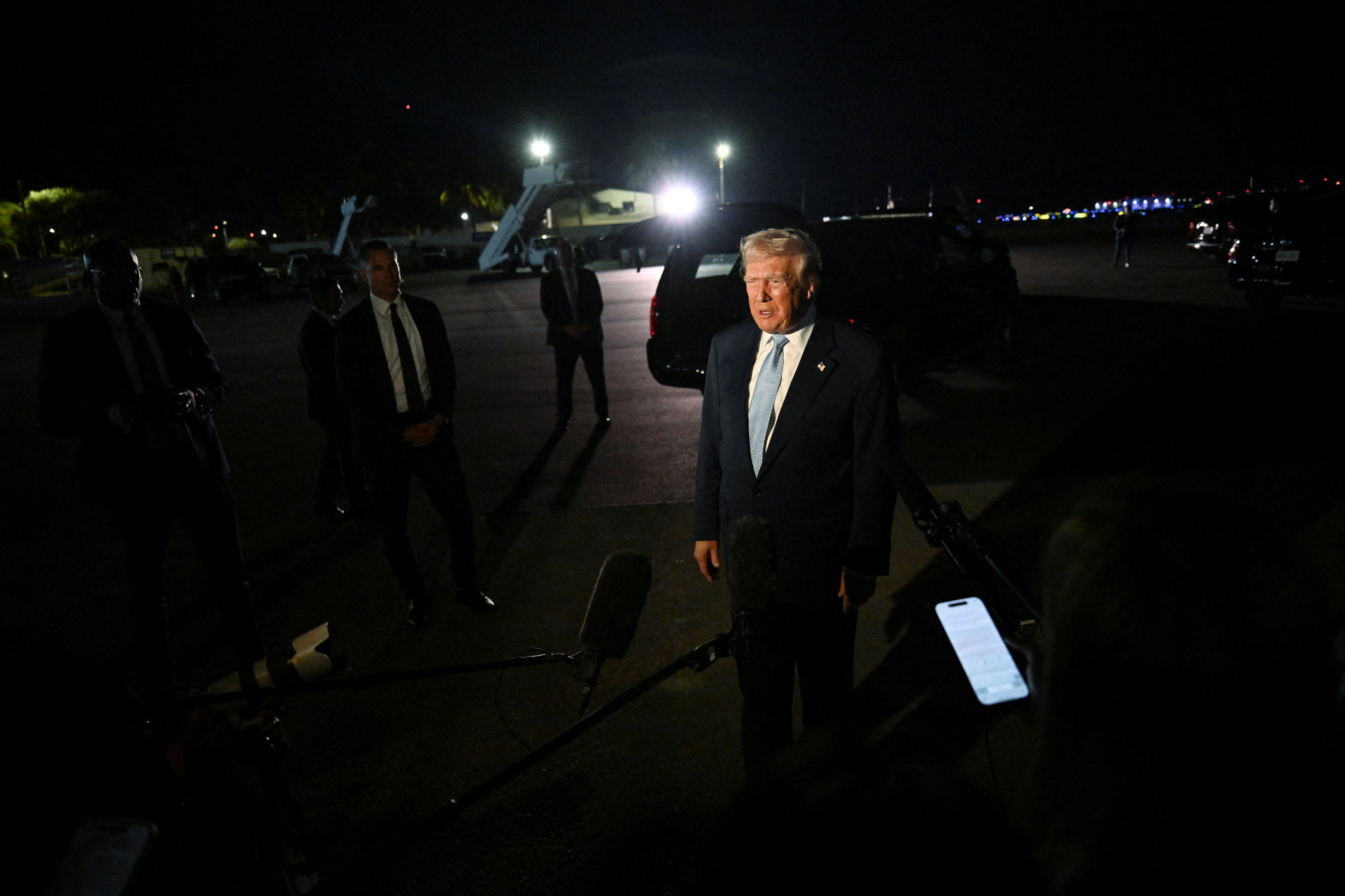 U.S. President Donald Trump arrives at Joint Base Andrews