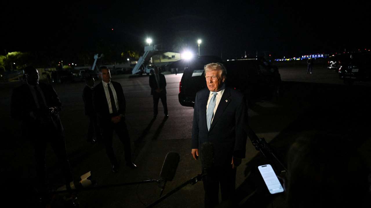U.S. President Donald Trump arrives at Joint Base Andrews