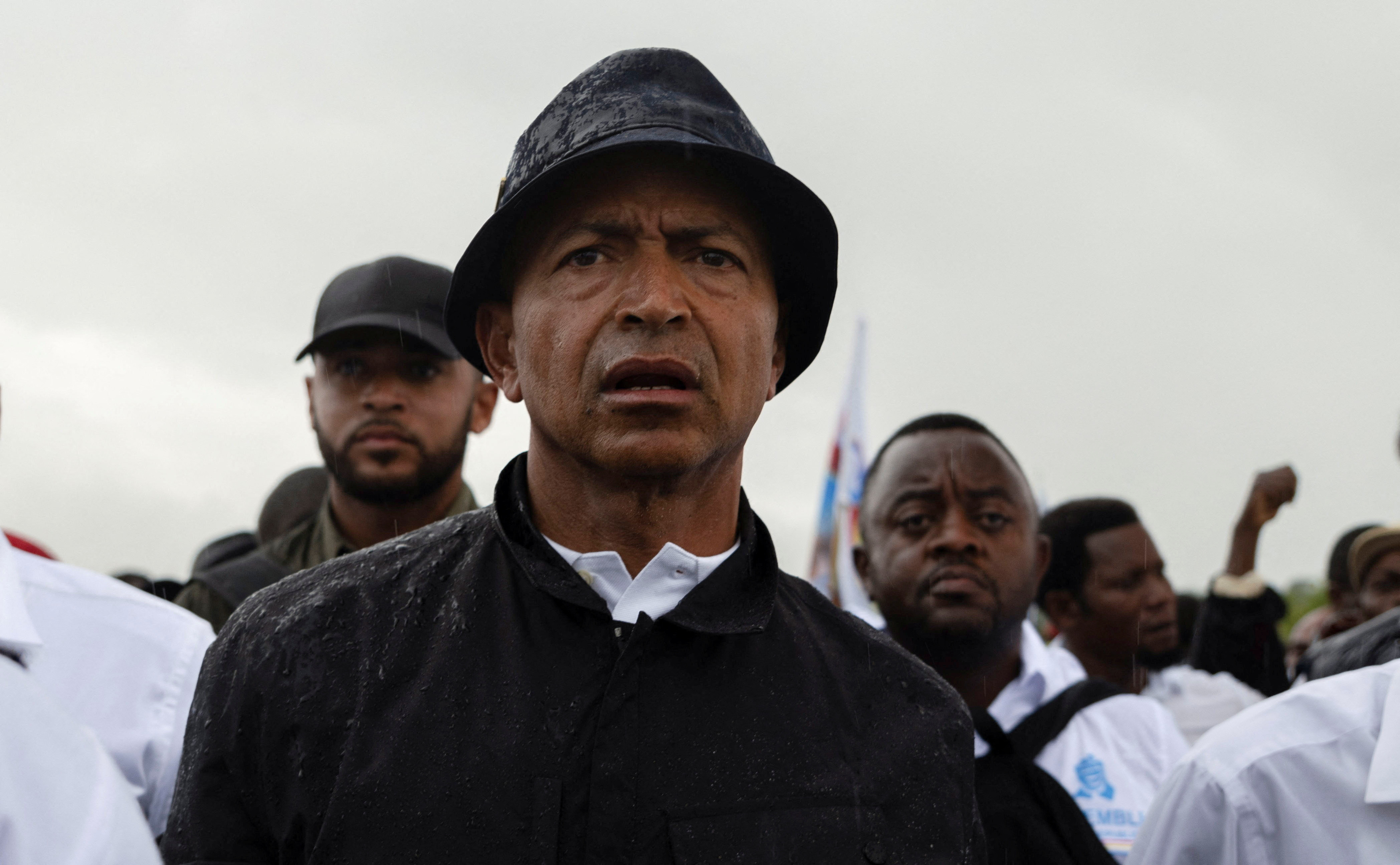 Congolese presidential candidate Moise Katumbi arrives for an election rally in Kitutu village within Mwenga territory of South Kivu province