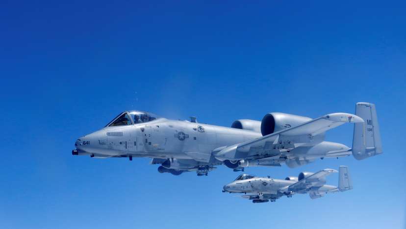U.S. Air Force A-10 Thunderbolt aircrafts fly during the U.S. led Saber Strike exercise in the air over Latvia