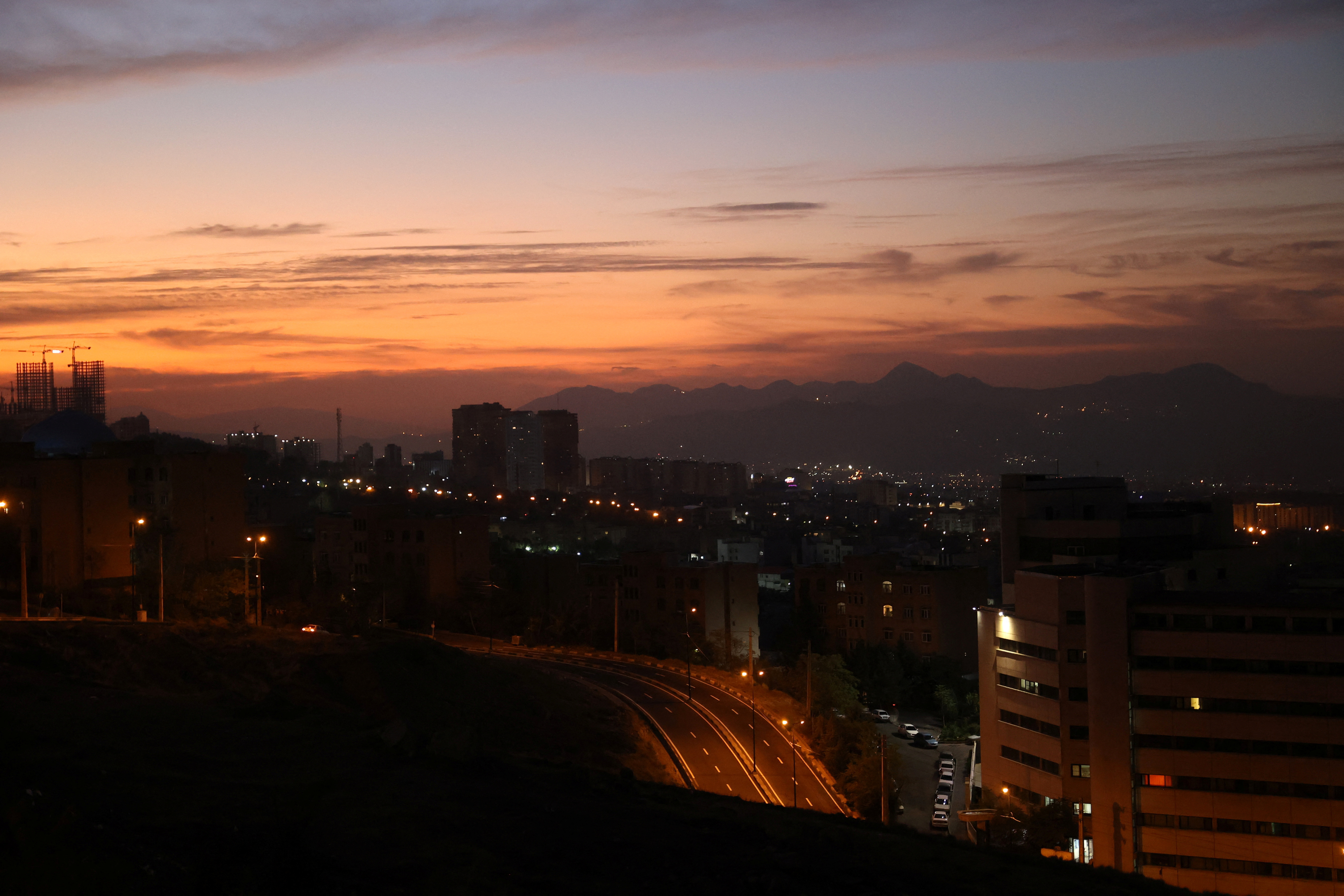 A general view of Tehran after several explosions were heard, in Tehran