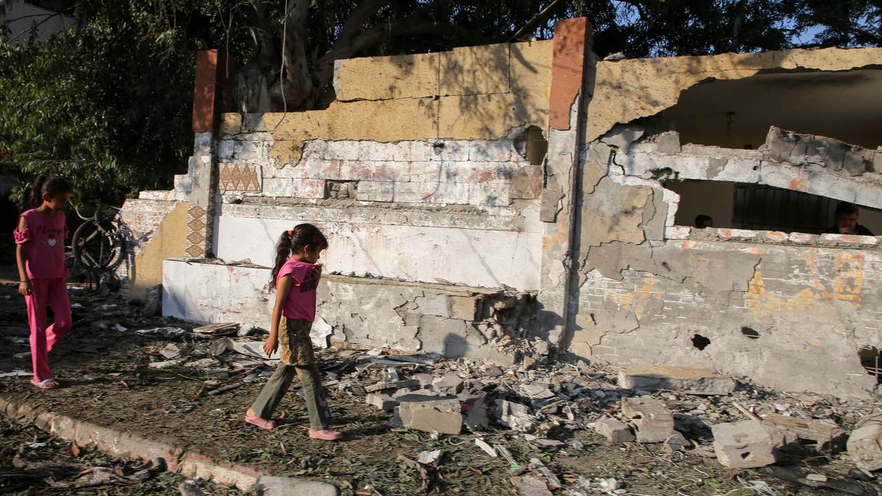 Aftermath of Israeli strikes in Khan Younis in the southern Gaza Strip