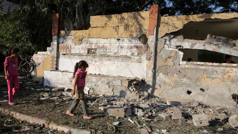 Aftermath of Israeli strikes in Khan Younis in the southern Gaza Strip