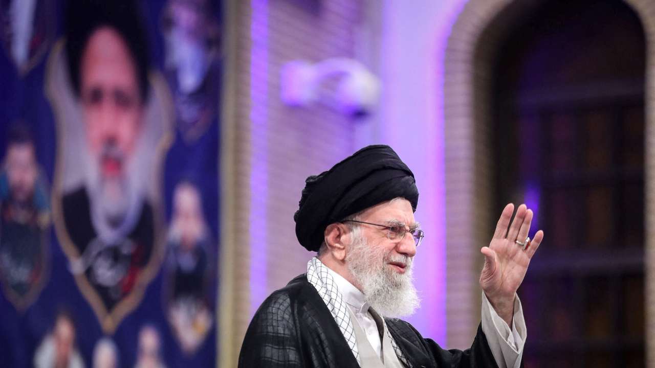 Iran's Supreme Leader Ayatollah Ali Khamenei speaks during a meeting in Tehran