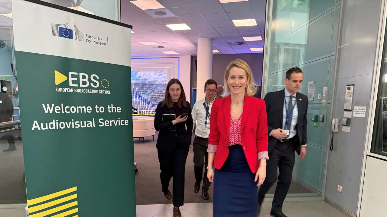 EU High Representative for Foreign Affairs and Security Policy, Kaja Kallas walks after an interview with Reuters in Brussels