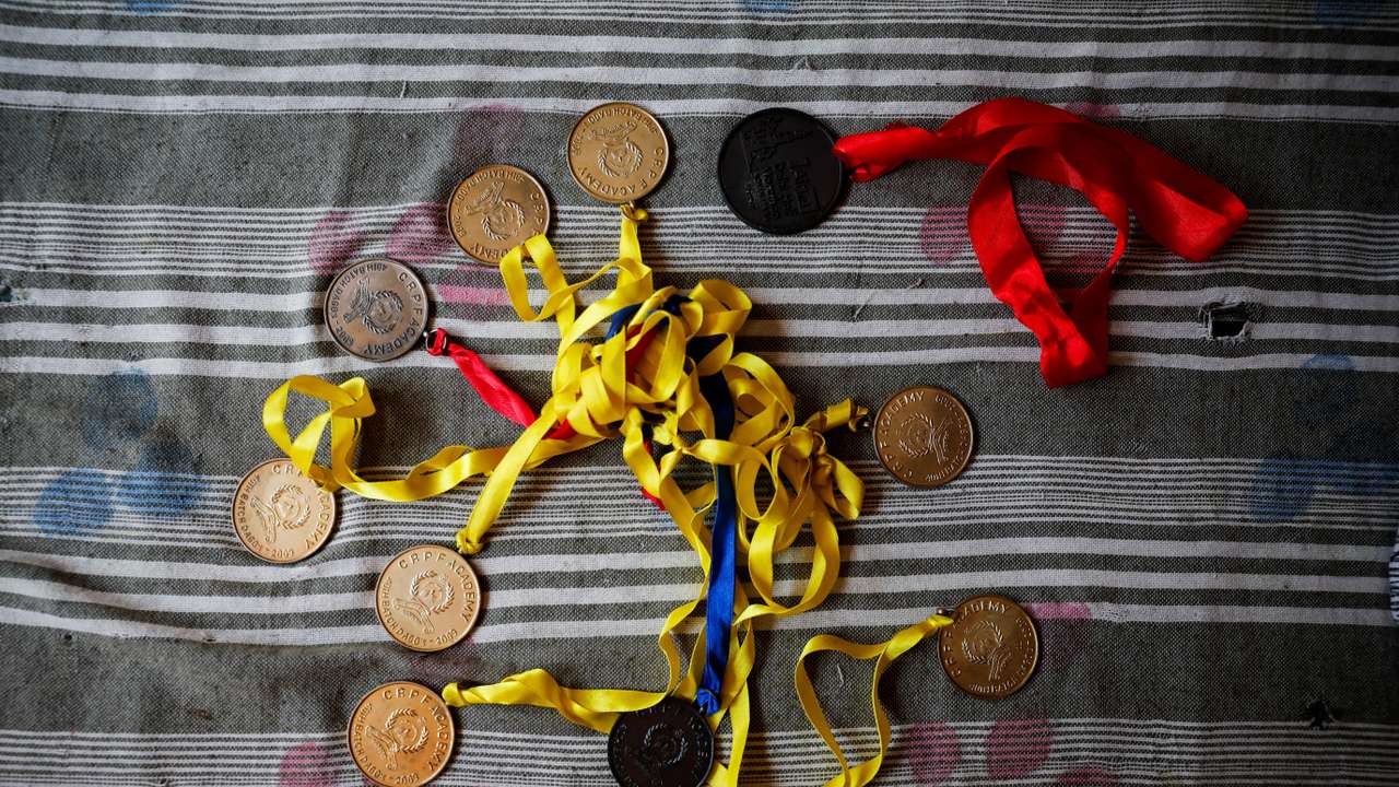 Medals awarded to Vikash Yadav, an Indian ex-official charged by the U.S. with directing a murder-for-hire plot, an allegation his family say he has dismissed, are laid out to show the media at a family home, in Pranpura village in Haryana