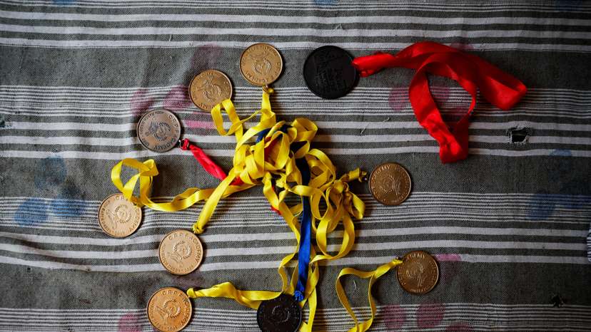 Medals awarded to Vikash Yadav, an Indian ex-official charged by the U.S. with directing a murder-for-hire plot, an allegation his family say he has dismissed, are laid out to show the media at a family home, in Pranpura village in Haryana