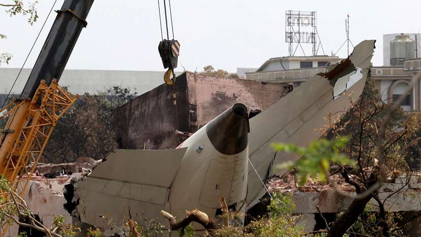 Aftermath of the Air India aircraft crash during take-off in Ahmedabad