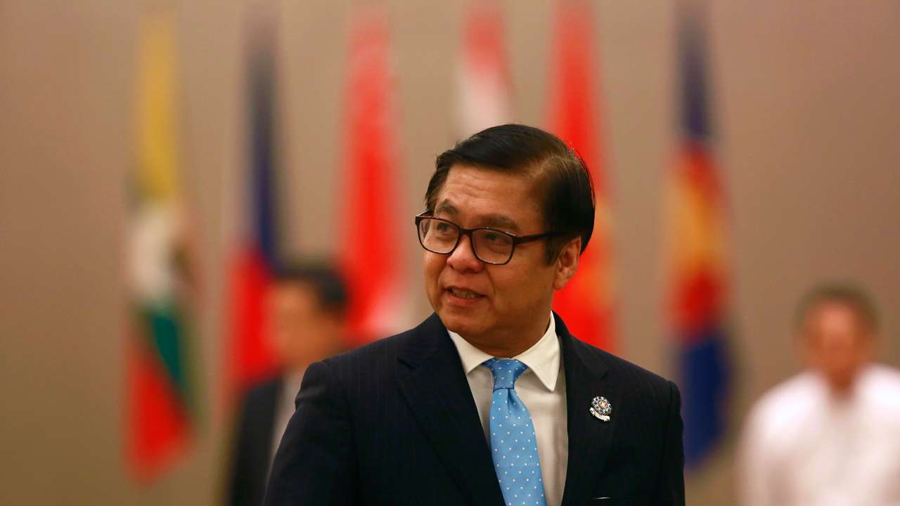 Thailand's Permanent Secretary Sihasak Phuangketkeow arrives to attend a meeting of ASEAN Intergovernmental Commission on Human Rights (AICHR), in Naypyitaw