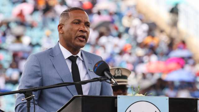 FILE PHOTO: Newly elected president of Botswana, Duma Boko speaks during his inauguration ceremony in Gaborone, Botswana November 8, 2024 REUTERS/Thalefang Charles/File photo