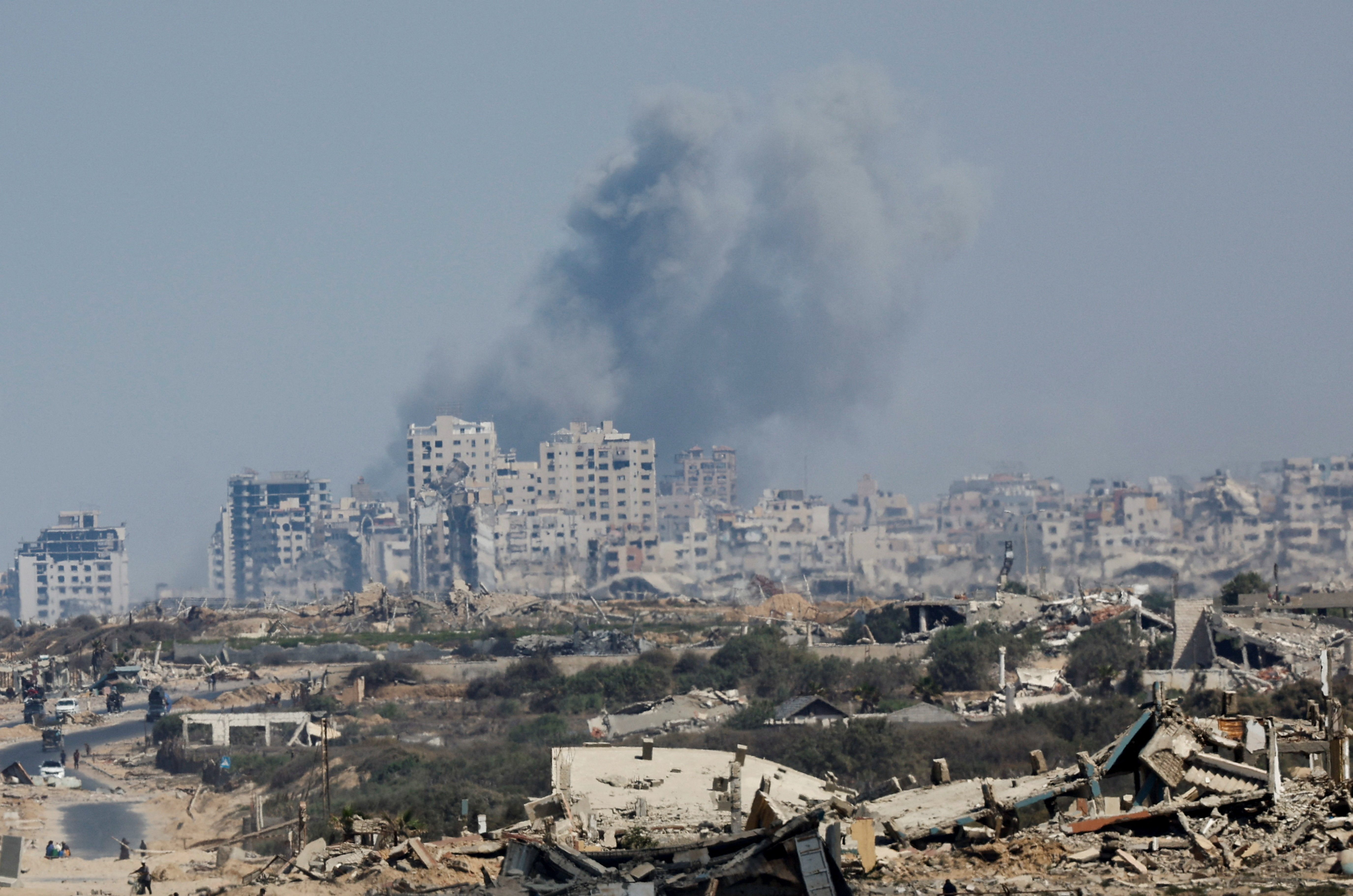 Smoke rises during an Israeli military operation in Gaza City