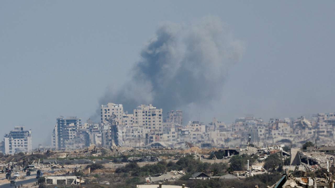 Smoke rises during an Israeli military operation in Gaza City