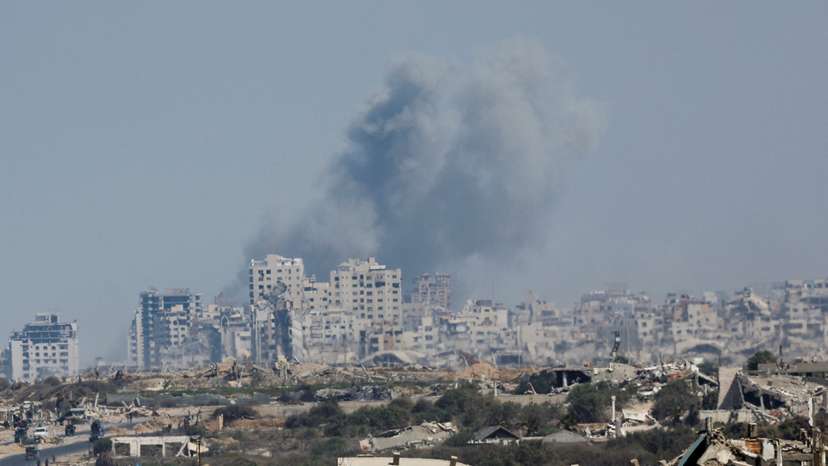 Smoke rises during an Israeli military operation in Gaza City