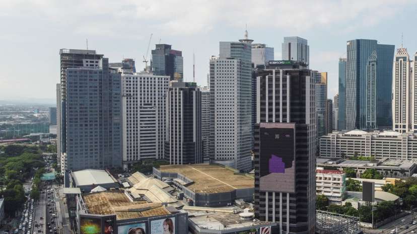 An aerial view shows the Ortigas business district in Pasig City