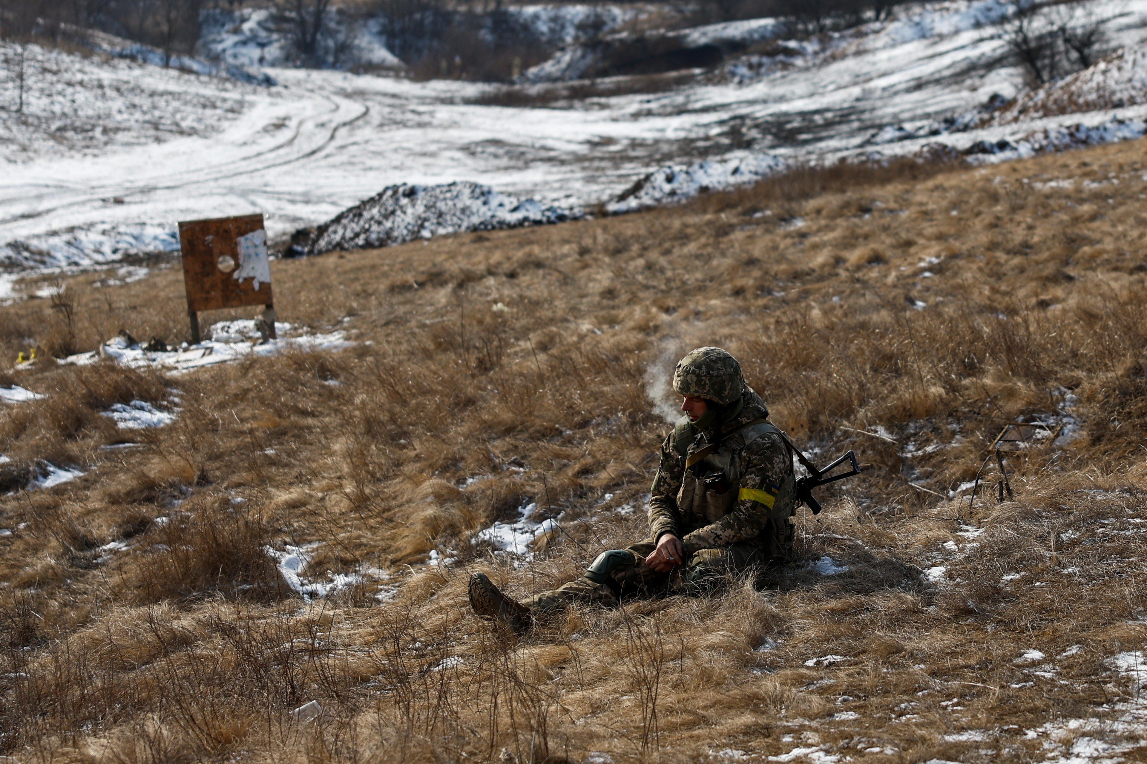 Ukrainian marines attend military exercises in Dnipropetrovsk region
