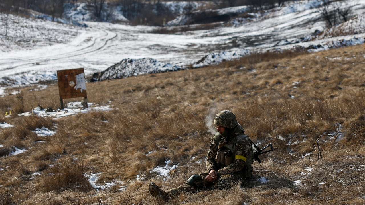 Ukrainian marines attend military exercises in Dnipropetrovsk region