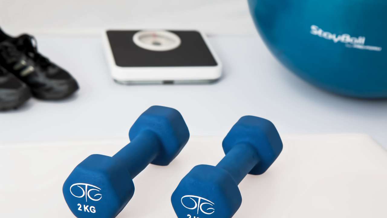 Halteres para musculação.
