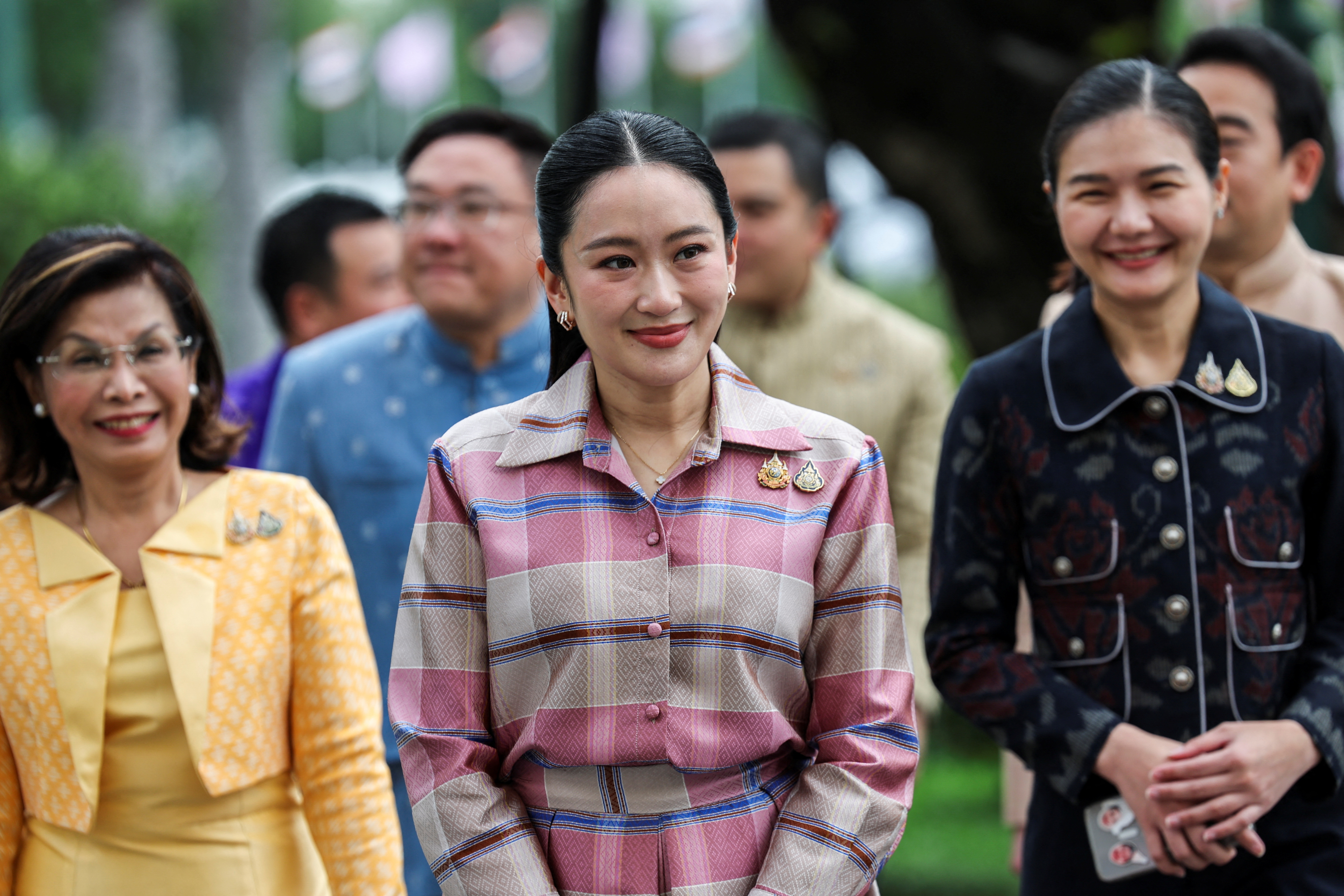 Thailand’s Prime Minister Paetongtarn Shinawatra arrives ahead of a cabinet meeting at the Government House in Bangkok