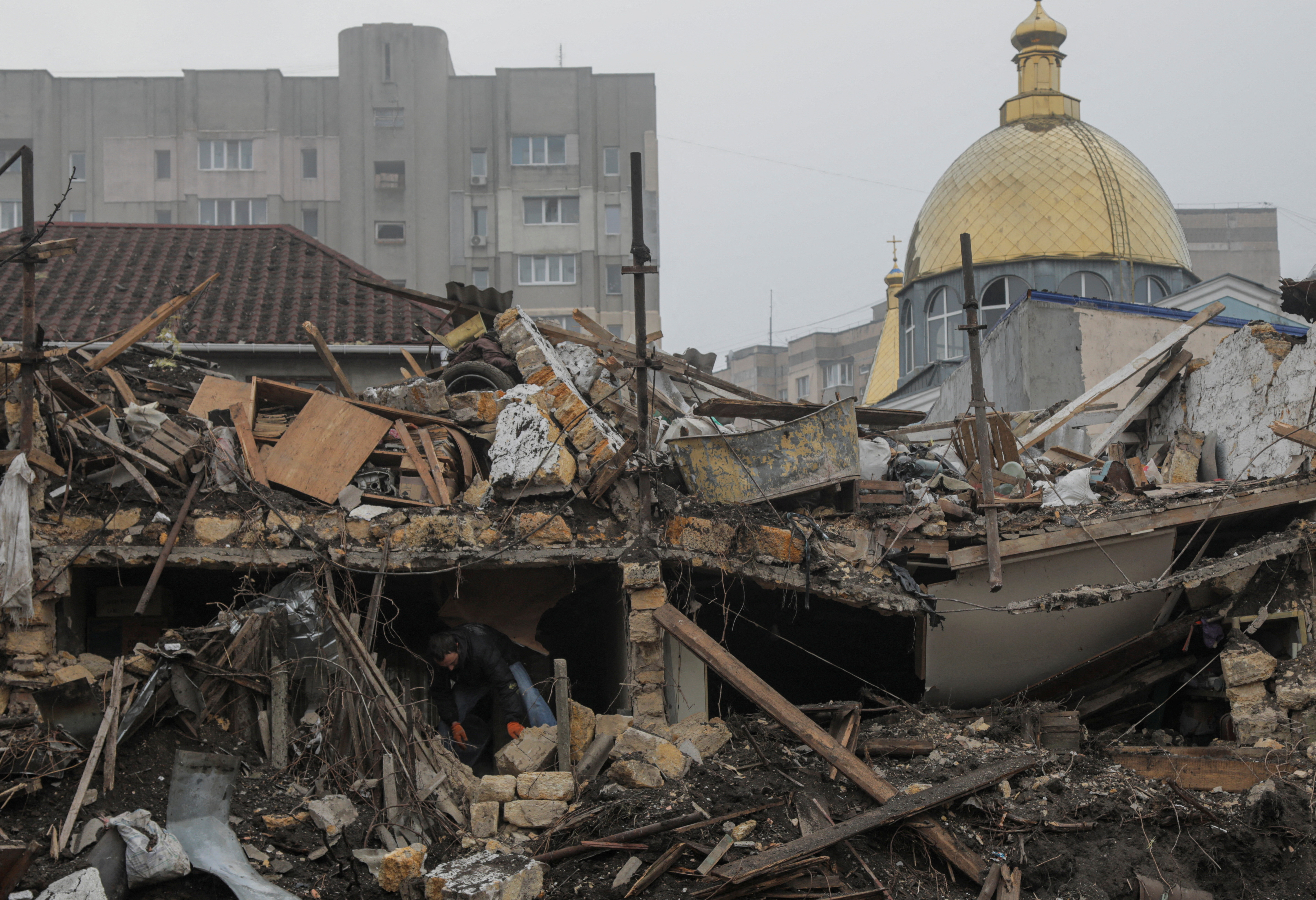 Aftermath of a Russian missile and drone strike in Odesa