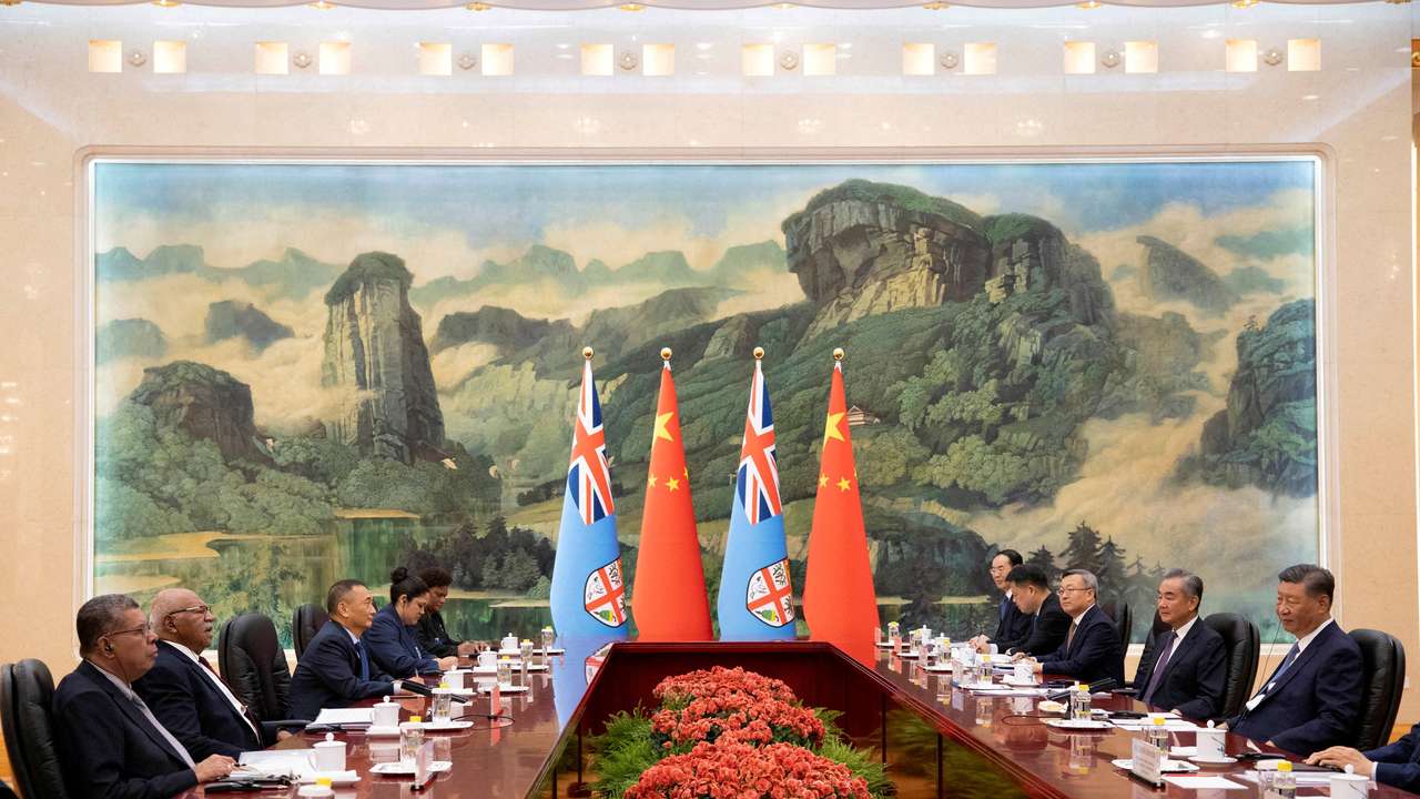 FILE PHOTO: Fiji's Prime Minister Sitiveni Rabuka visits China