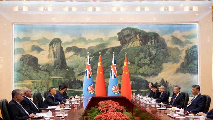 FILE PHOTO: Fiji's Prime Minister Sitiveni Rabuka visits China