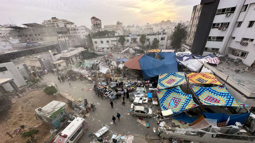 Palestinians inspect Al Shifa Hospital, in Gaza City
