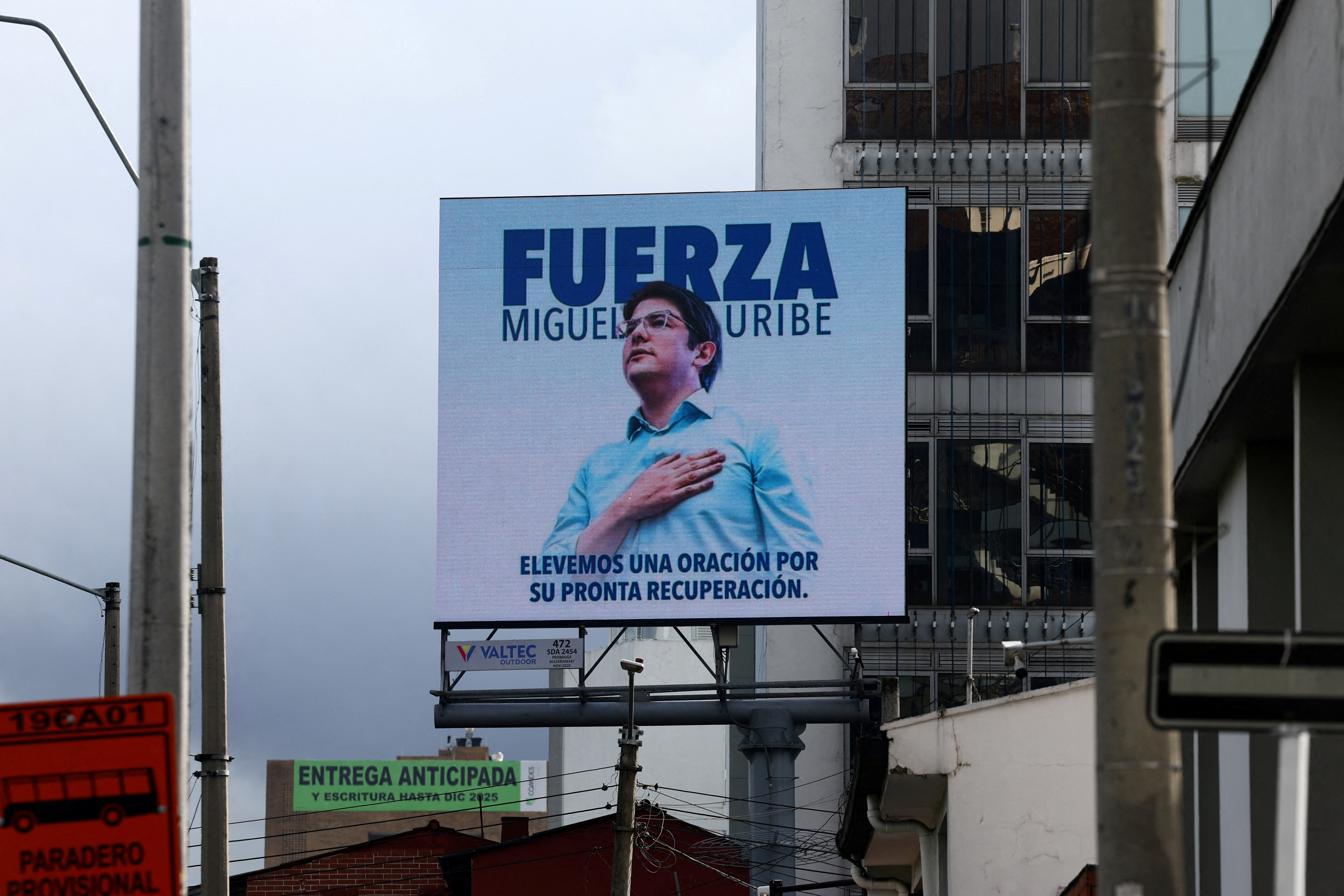 FILE PHOTO: Colombian Senator Miguel Uribe Turbay is hospitalized after being shot during a campaign event, in Bogota