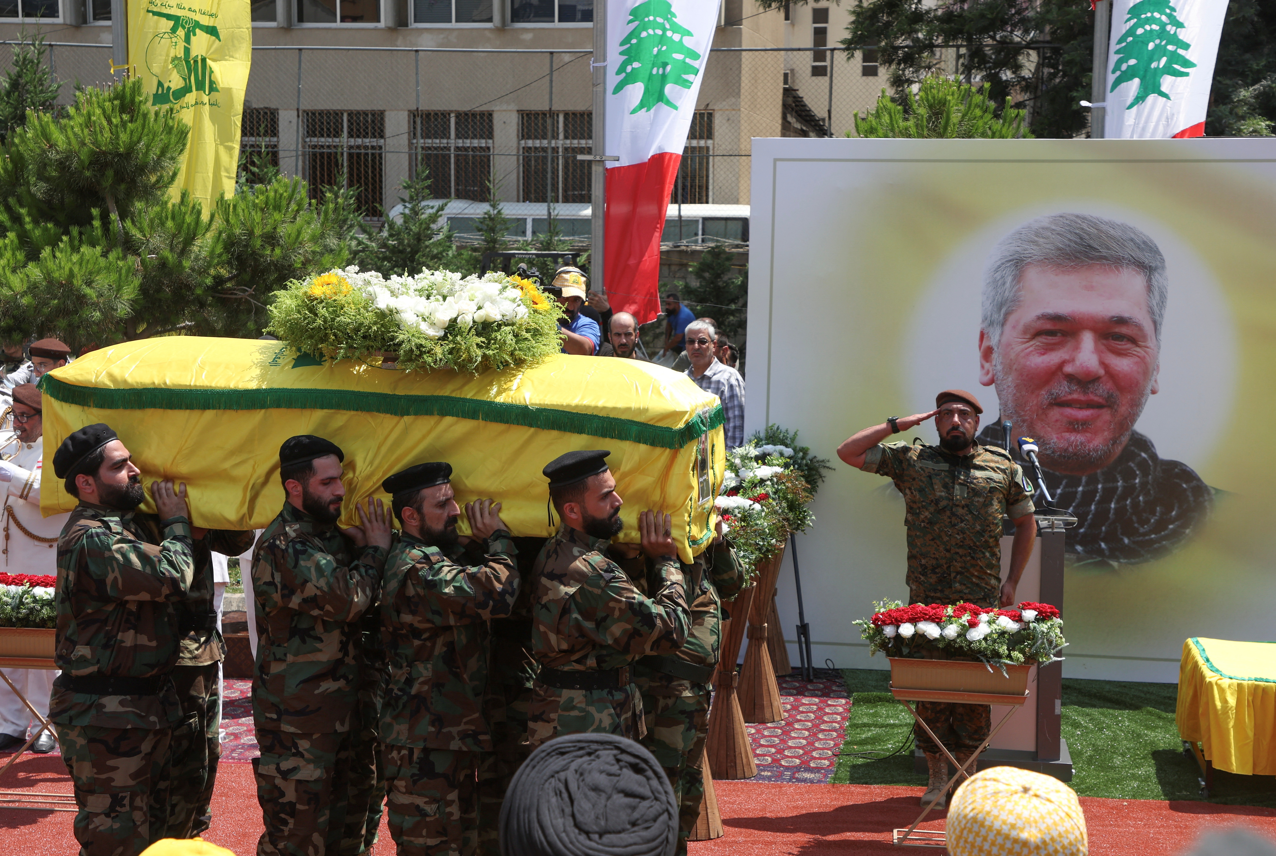 Funeral of Taleb Abdallah, a senior field commander of Hezbollah, in Beirut's southern suburbs