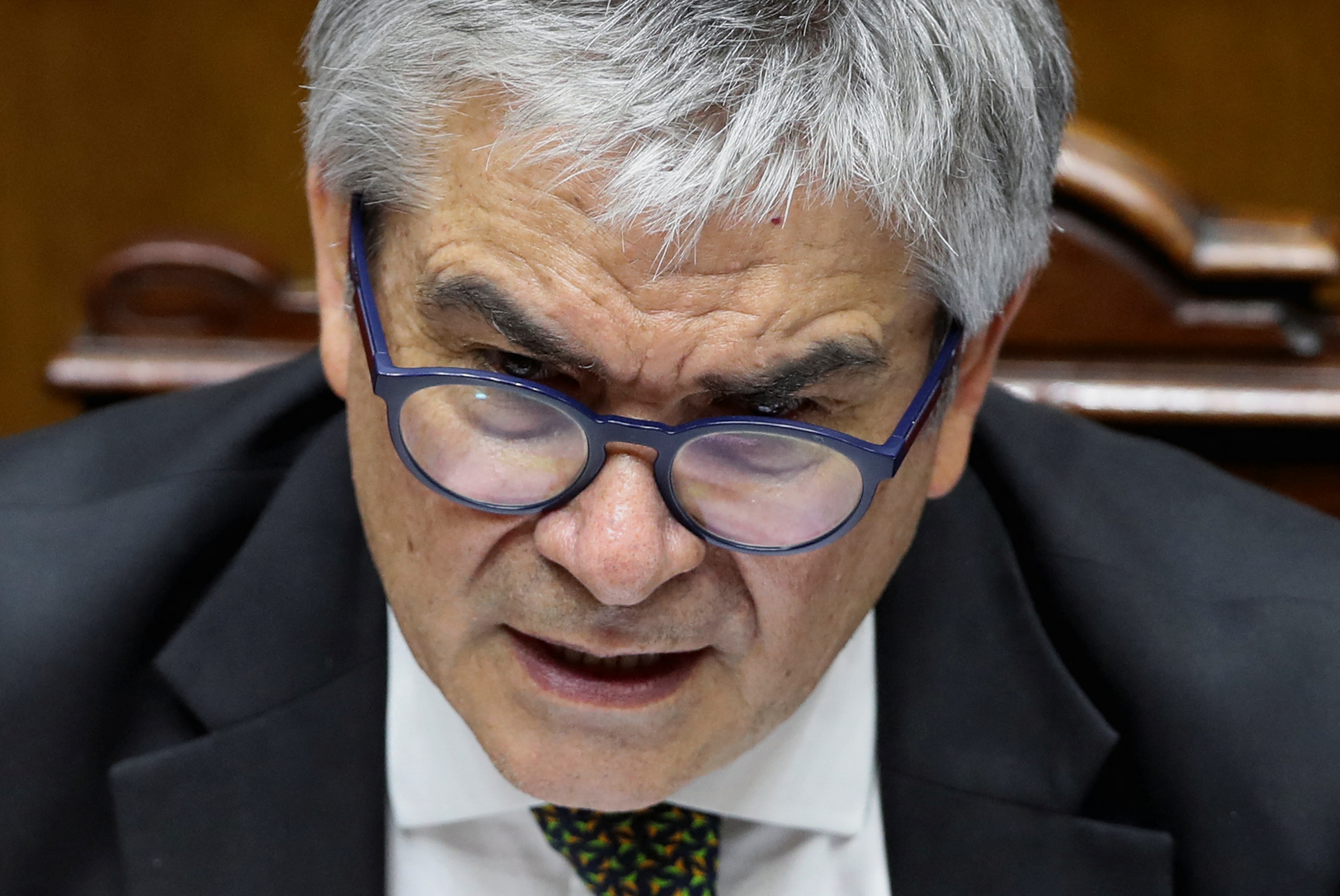 Chile's Finance Minister Mario Marcel speaks at the Chilean congress in Valparaiso