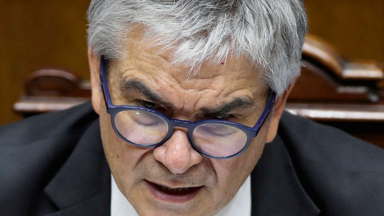 Chile's Finance Minister Mario Marcel speaks at the Chilean congress in Valparaiso