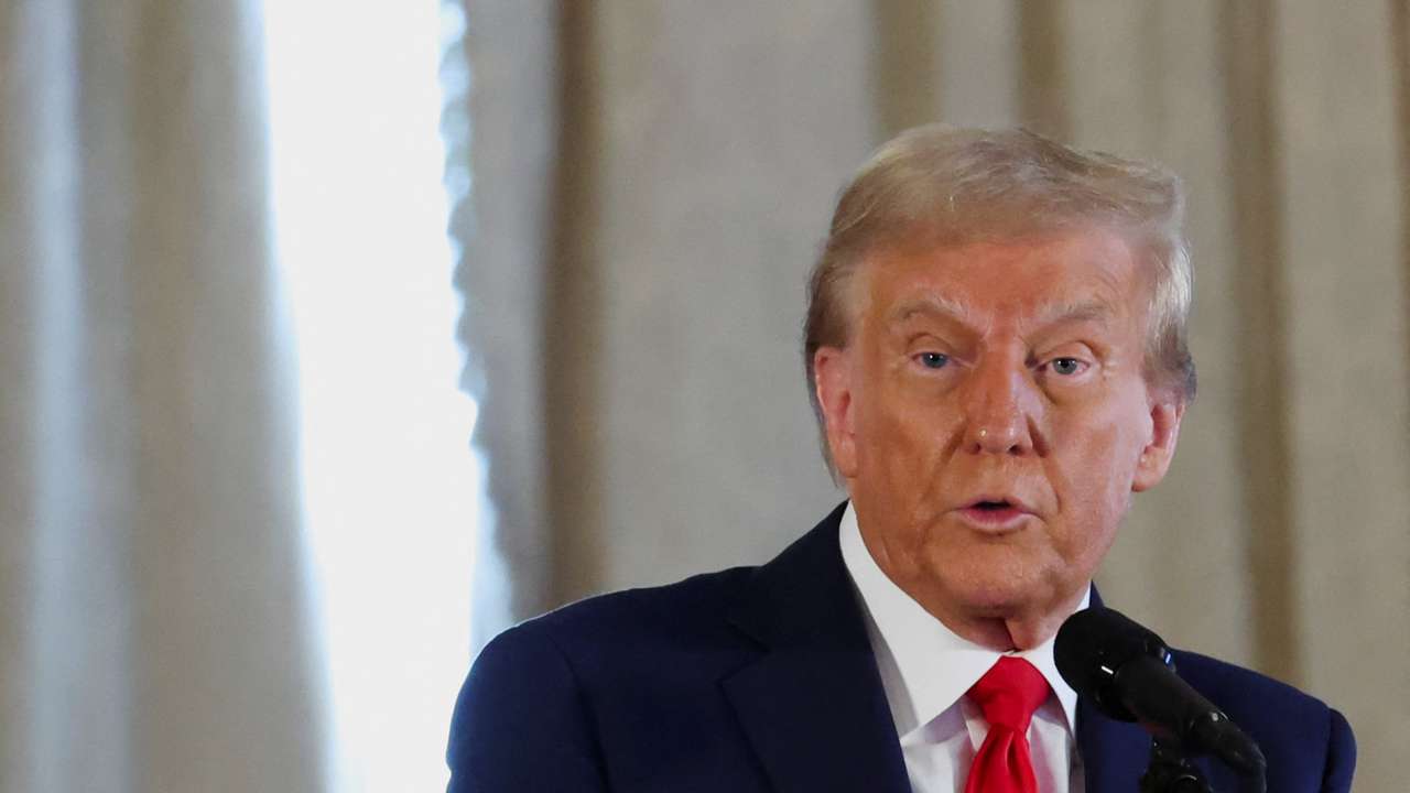 Republican presidential nominee and former U.S. President Donald Trump delivers remarks at Mar-a-Lago