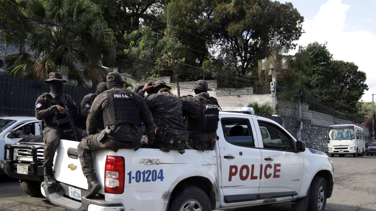 FILE PHOTO: Security forces guard key offices as Haiti faces uncertain transition, in Port-au-Prince