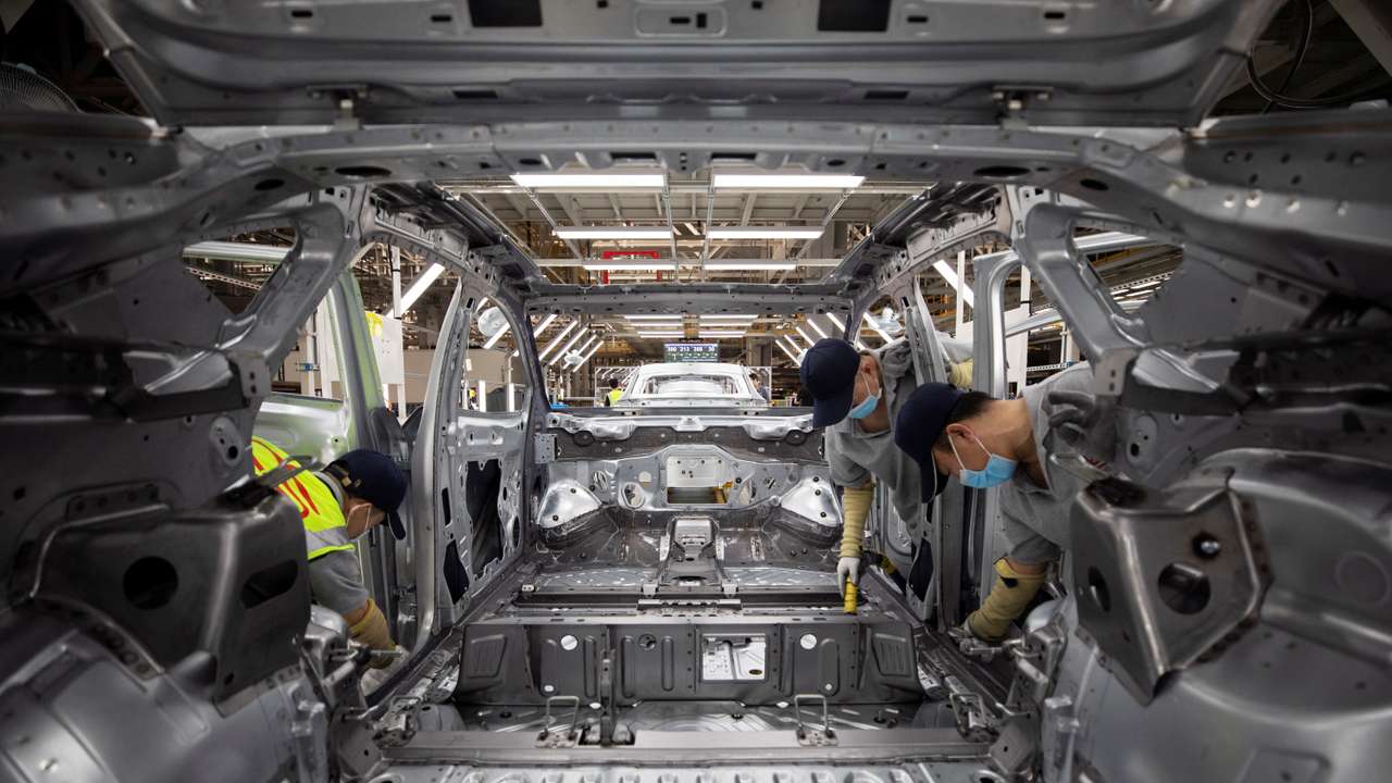 EV production line at a Volkswagen Anhui factory in Hefei