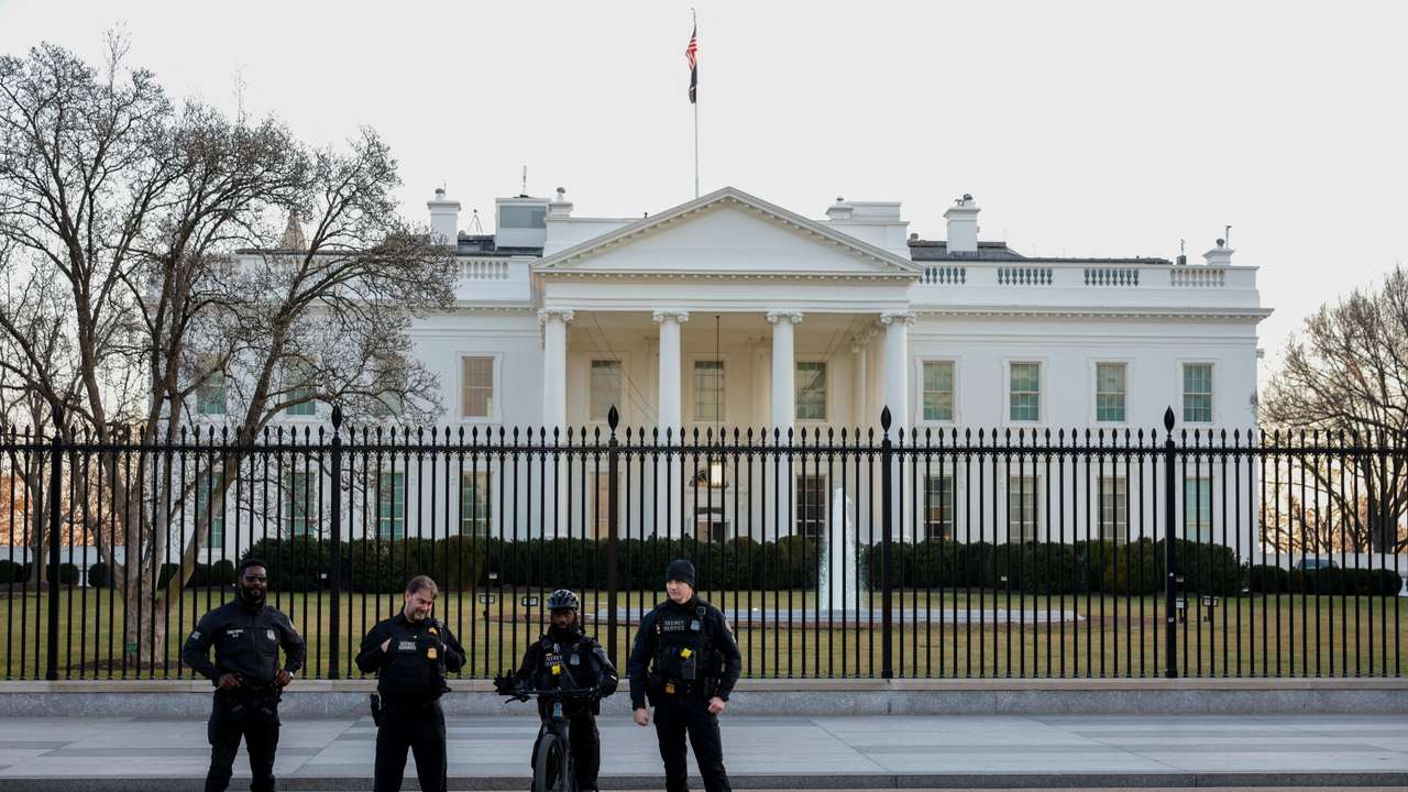 U.S. Secret Service Police stand guard outside the White House in Washington