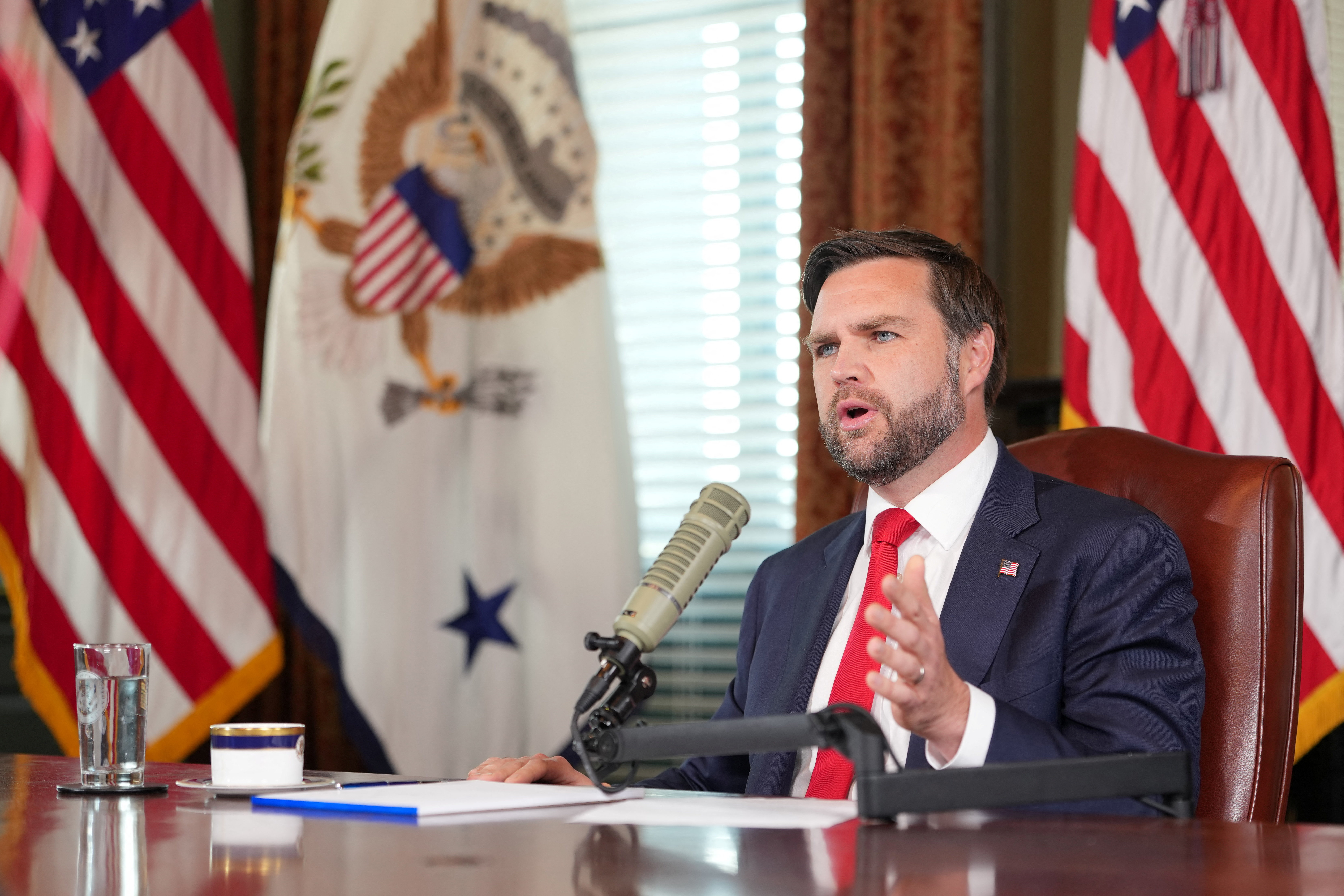 Vice President J.D.Vance hosts an episode of 'The Charlie Kirk Show'  at the White House