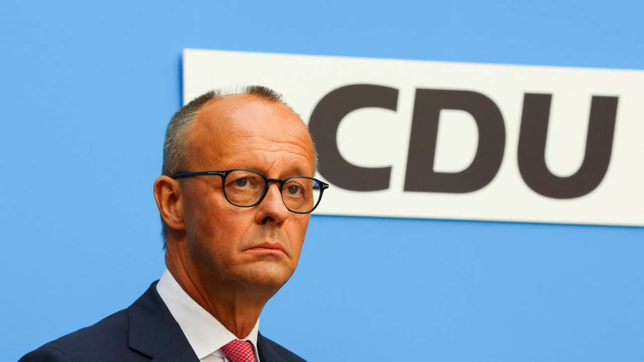 Bavarian State Prime Minister Soeder of the CSU and CDU leader Friedrich Merz hold a press conference, in Berlin