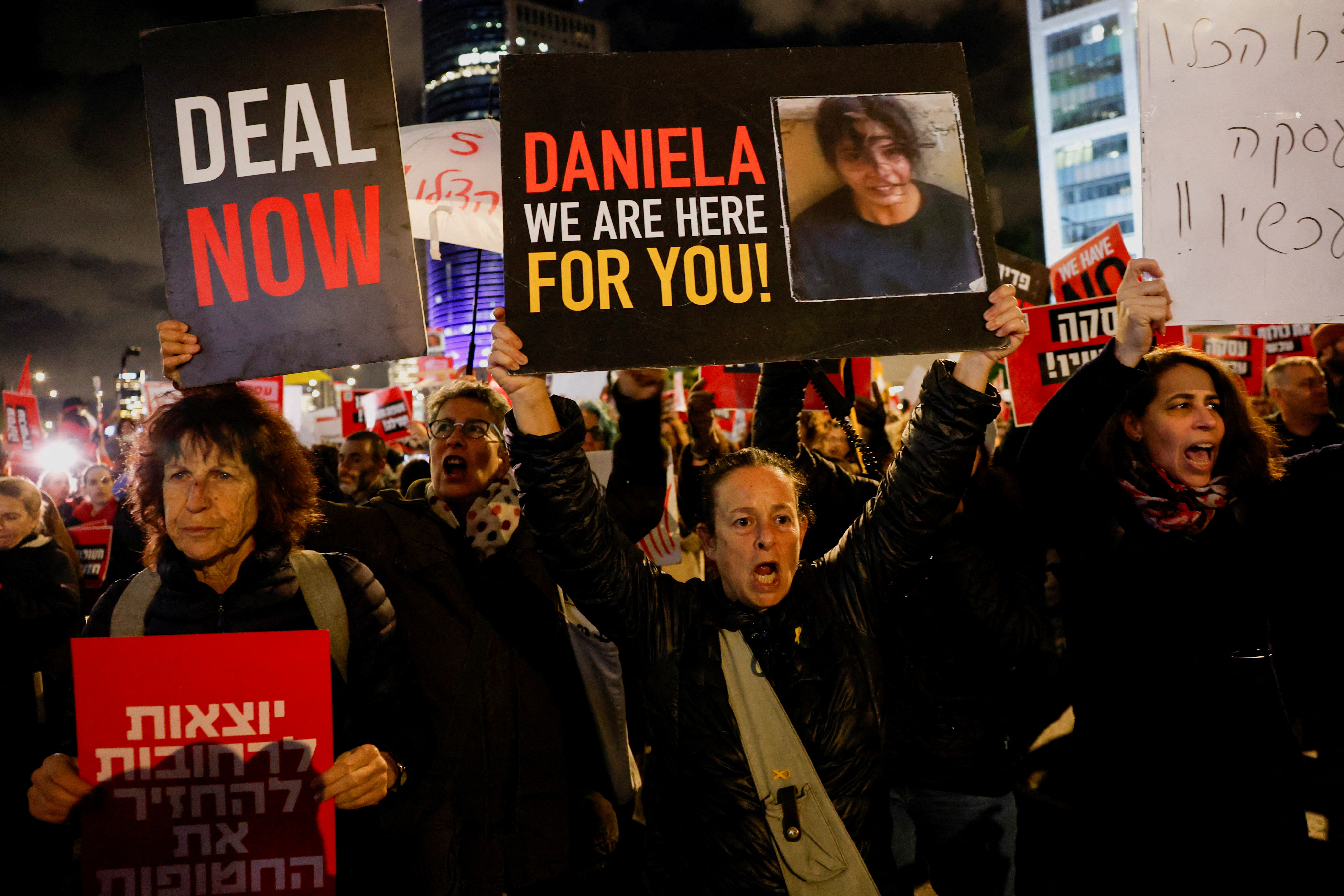 FILE PHOTO: Protest to call for the release of hostages kidnapped in the deadly October 7 attack, in Tel Aviv