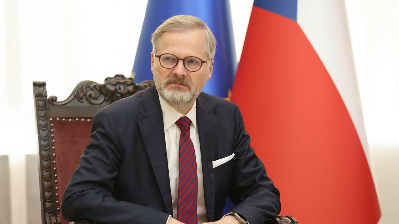 Czech Republic's Prime Minister Petr Fiala attends a meeting in Belgrade