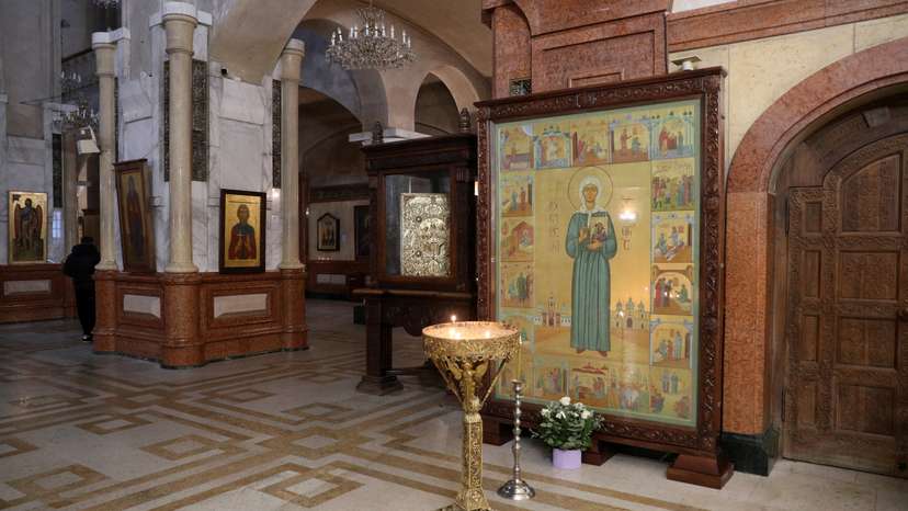 FILE PHOTO: Icon depicting Joseph Stalin is displayed in Tbilisi amid controversy over its apparent honouring of Soviet leader
