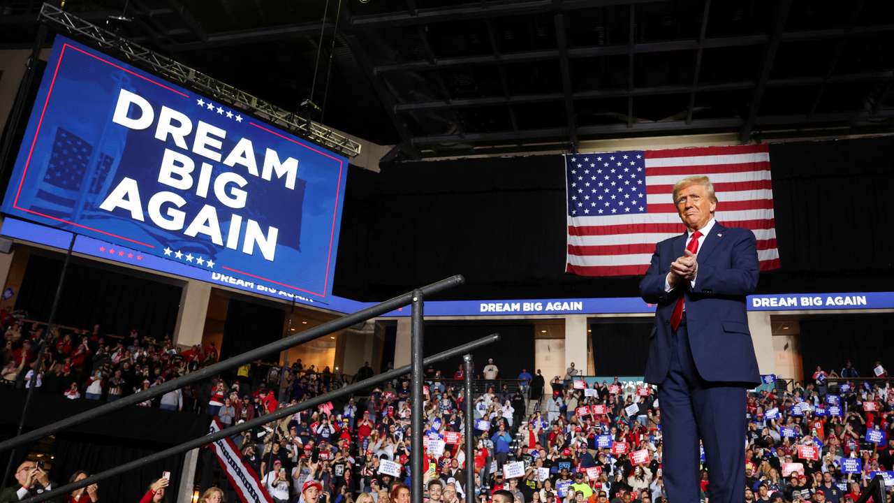 Republican presidential nominee and former U.S. President Donald Trump delivers remarks in Allentown, Pennsylvania