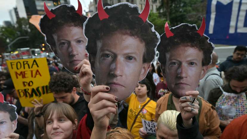Protesto contra Meta no Brasil