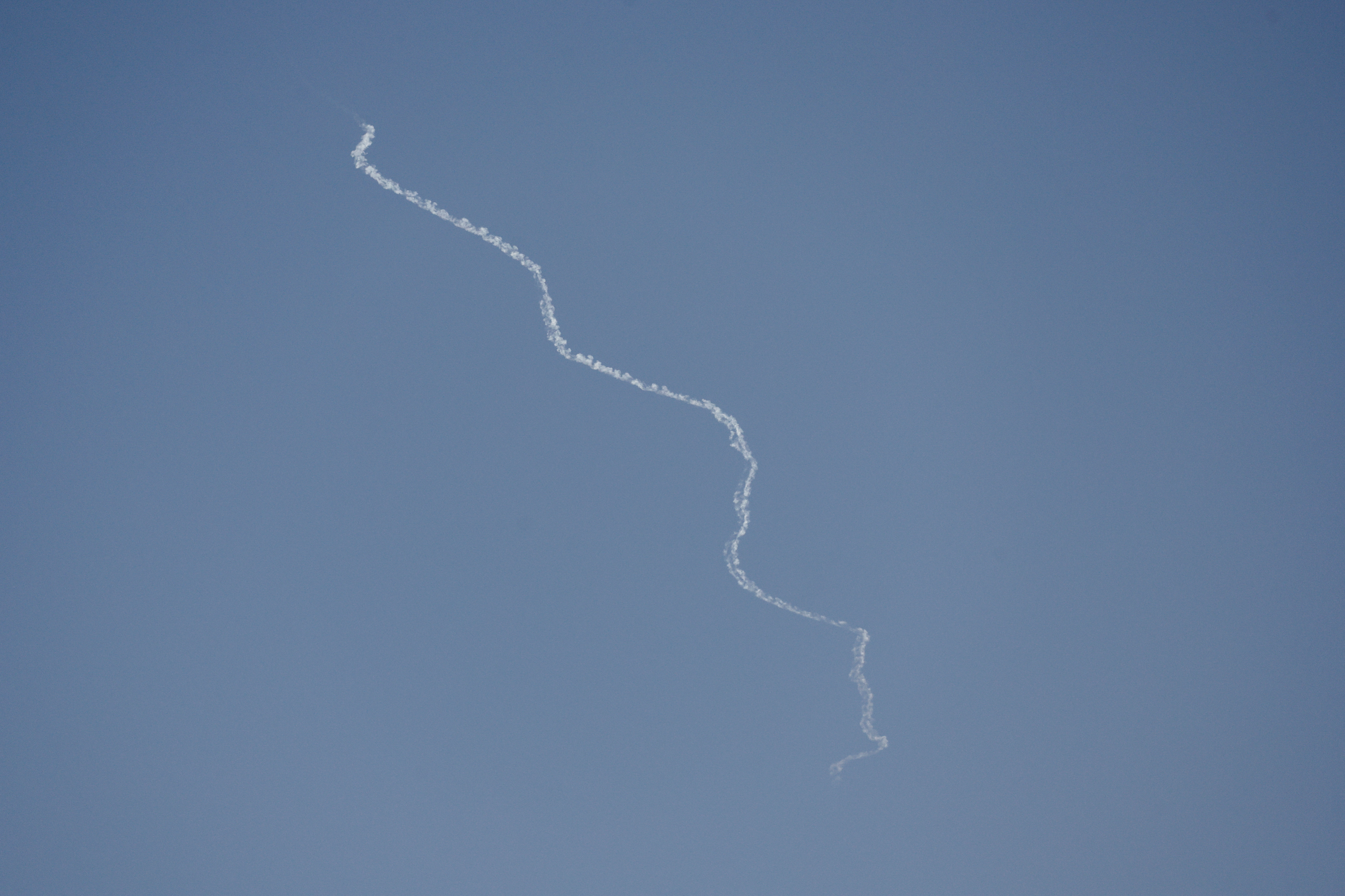 Israel's David's Sling system operates for interception as rockets are fired from Lebanon, as seen from Tel Aviv