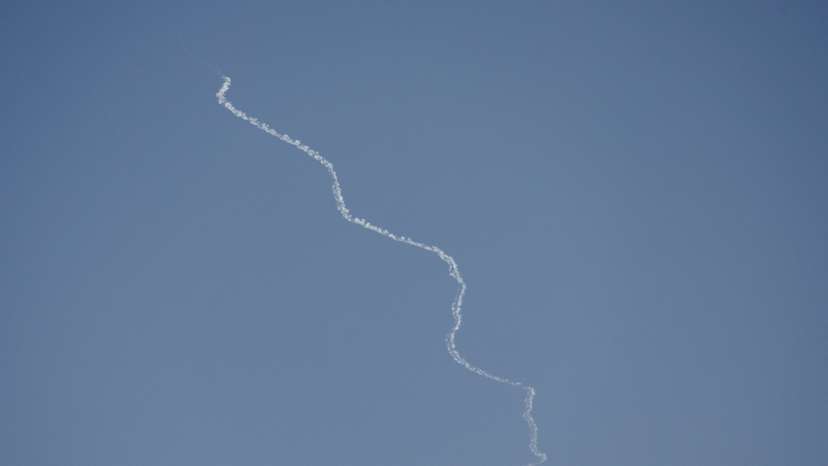 Israel's David's Sling system operates for interception as rockets are fired from Lebanon, as seen from Tel Aviv